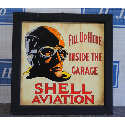 284 - Handpainted advertising sign on board - Shell Aviation 36x36