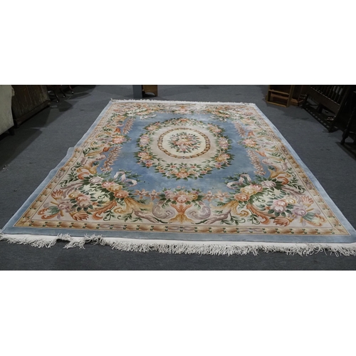 130 - Blue and cream wool floral rug 160x120