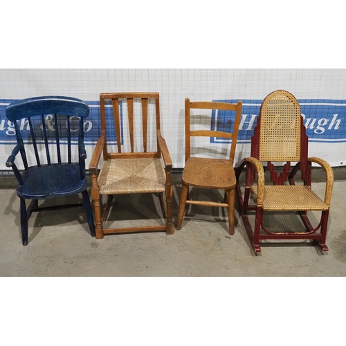 114 - 4- Assorted children's chairs