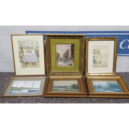 310 - 6- Assorted framed prints and paintings