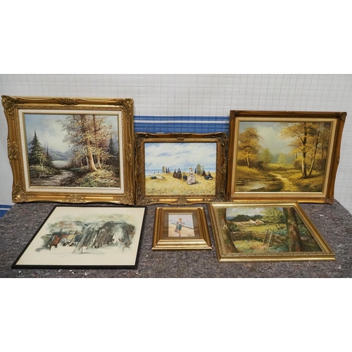 309 - 6- Assorted framed prints and paintings