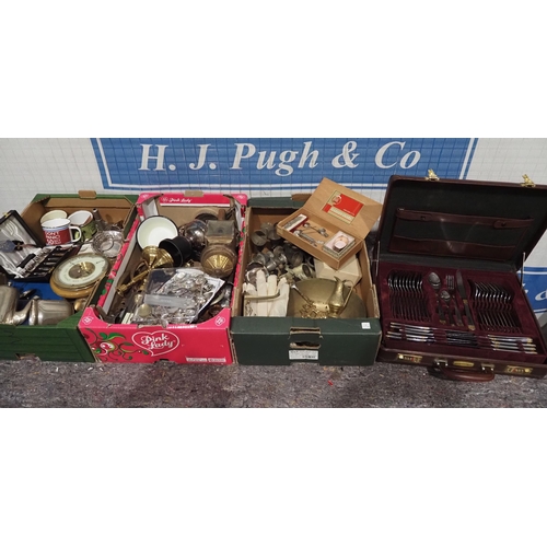 535 - Large quantity of brassware, cutlery and silver plate items