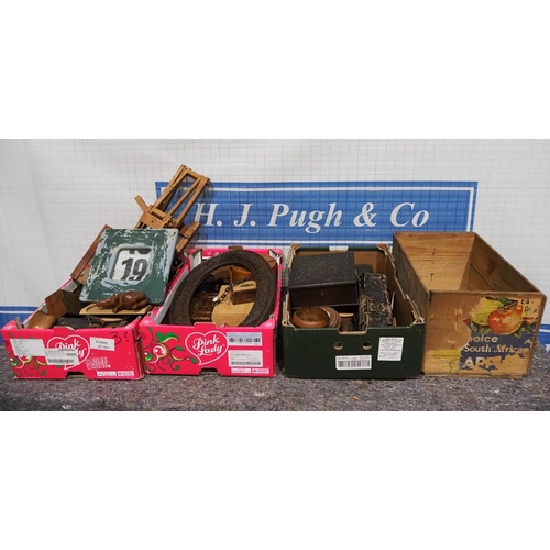 517 - 3 Boxes of assorted wooden collectibles