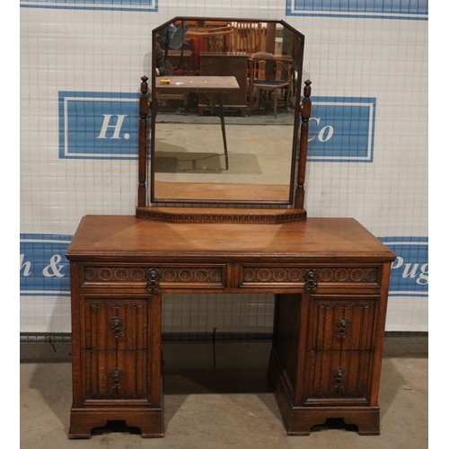 148 - Oak carved front dressing table 46x61