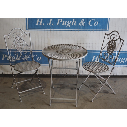 785 - Bistro set of 2 chairs and circular table 24