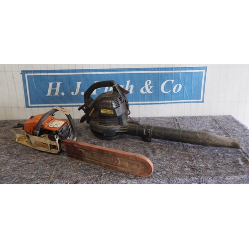 833 - Petrol chainsaw and McCulloch blower