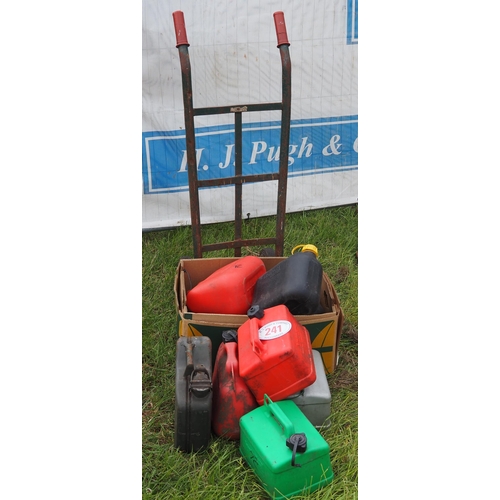 241 - Petrol cans and sack truck