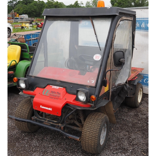 323 - Kawasaki mule ATV, v5, one owner. Runs and drives. Reg. S677 BSF