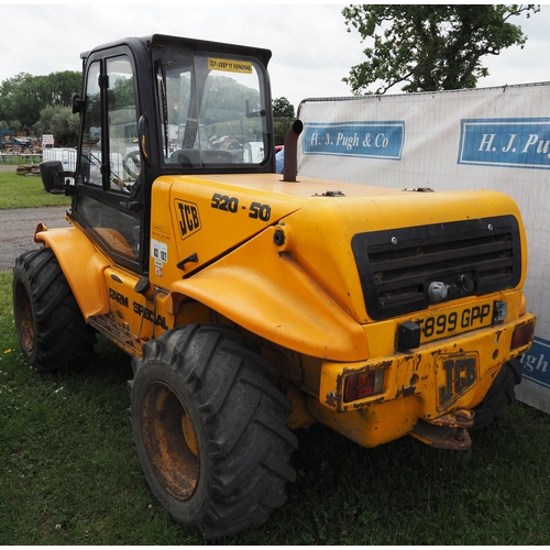 1932 - JCB 520-50 loadall, 2945 hours recorded.  Pallet tines, bale spike, grab and bucket. T899 GPP. decea... 