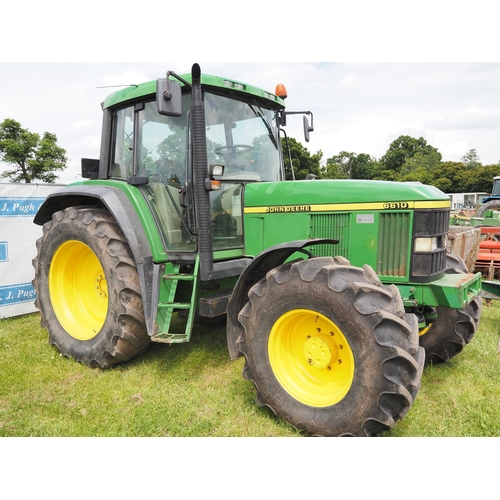 2068 - John Deere 6610 4wd tractor. 521 UVJ. 11689 hours recorded. Service record, tidy, off farm, A/C, air... 