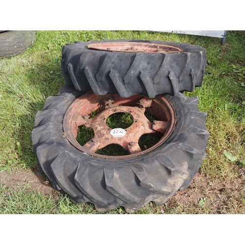 2276 - Pair of Firestone 12.4/11X28 Agri Tyres on David Brown Cropmaster centres