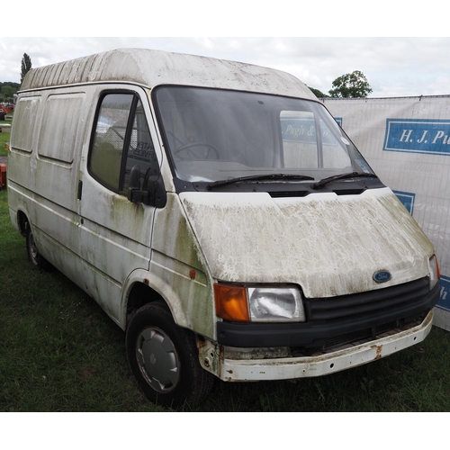 2340 - Ford Transit van, petrol. Off road. All parts in back including engine. No docs.