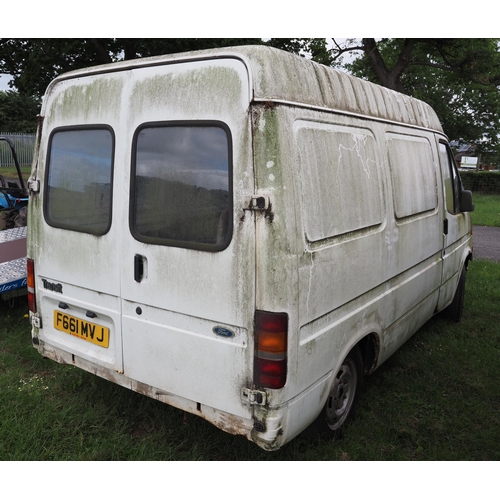 2340 - Ford Transit van, petrol. Off road. All parts in back including engine. No docs.