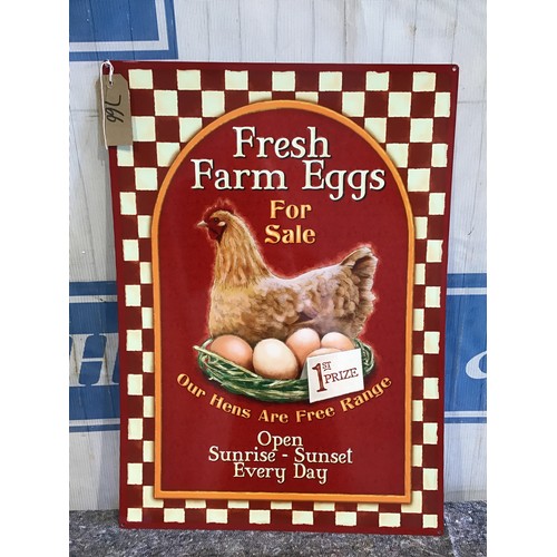 766 - Tin sign - Farm Fresh Eggs 20x28