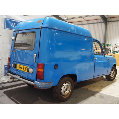 411 - Renault 4 F6 van. 1985. 1108cc. Petrol. Keys and part of V5. Reg. C494 EVS