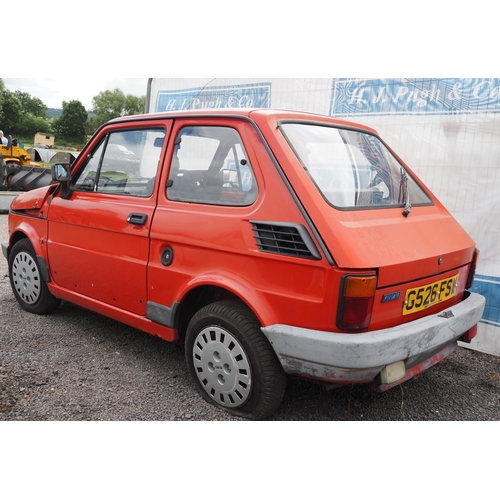 420 - Fiat 126 Bis 3 door hatchback. 1990. 704cc. Engine turns over on key. Reg. G526 FSW. V5 and keys