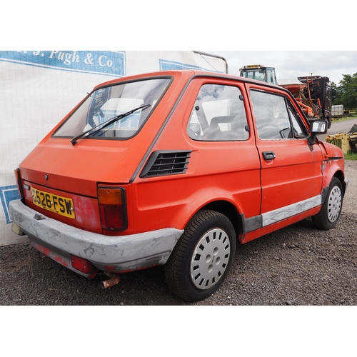 420 - Fiat 126 Bis 3 door hatchback. 1990. 704cc. Engine turns over on key. Reg. G526 FSW. V5 and keys