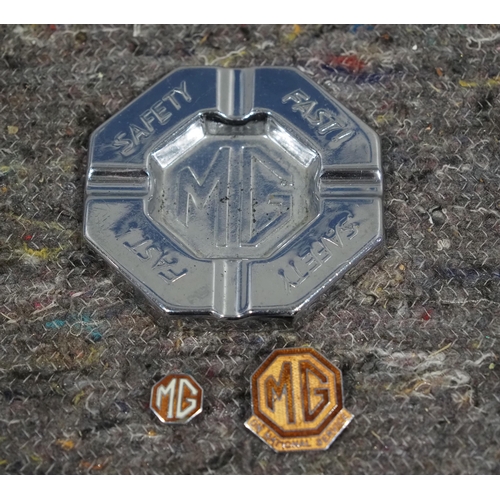 116 - MG national service badge, MG lapel badge and MG ashtray