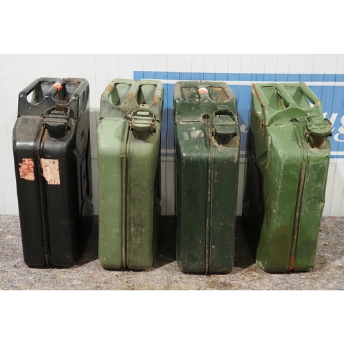 143 - 4- 20l Metal jerry cans