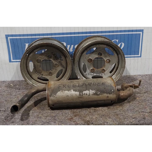 178 - Land Rover Freelander silencer and 2 Discovery wheel rims