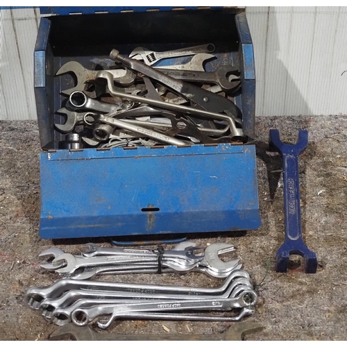 211 - Toolbox of assorted imperial spanners