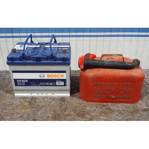 262 - Car battery and petrol can