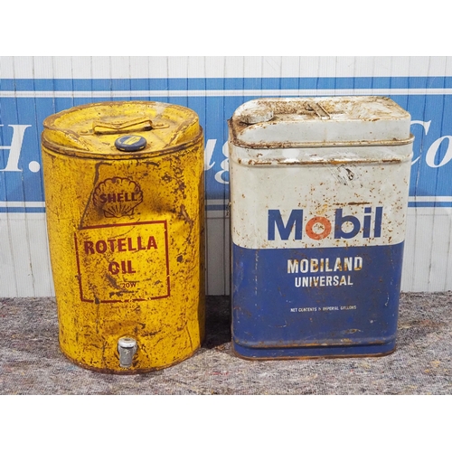 279 - 2- 5 Gallon oil cans - Shell and Mobil