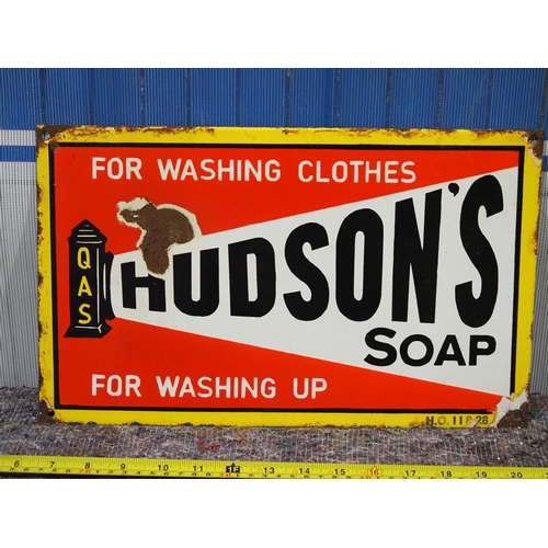 299 - Enamel sign - Hudson's Soap 15x9