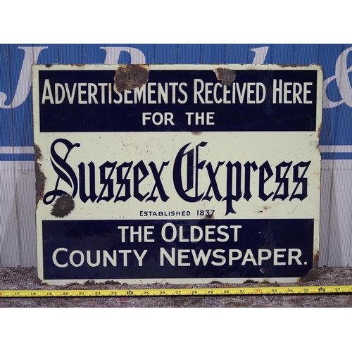 303 - Double sided enamel sign - Sussex Express 18x14