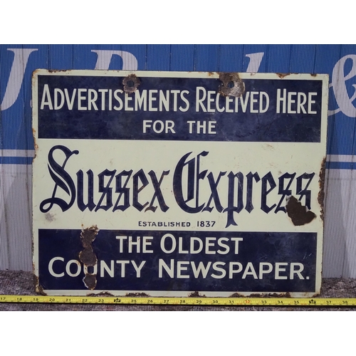 303 - Double sided enamel sign - Sussex Express 18x14