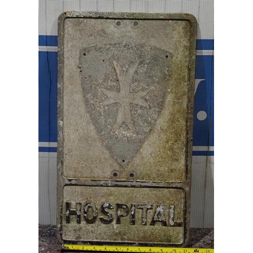 304 - Cast aluminium sign - Hospital 12x21