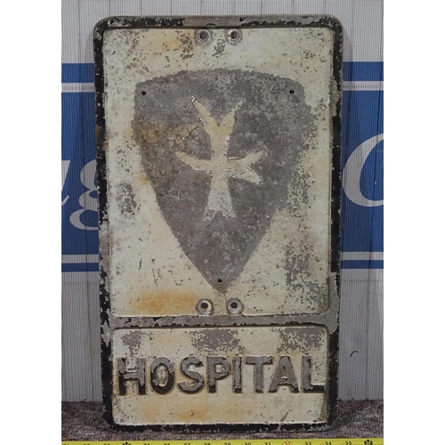 305 - Cast aluminium sign - Hospital 12x21