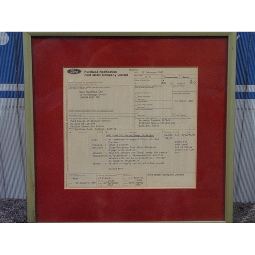 307 - Original framed Ford invoice for 'D' series catalogues