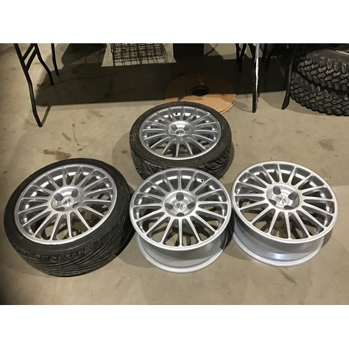 344 - 4- OZ Racing alloy wheels and 2 tyres 225/40 ZR16