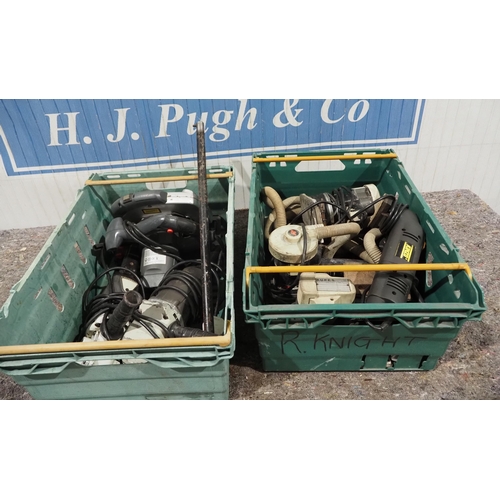 207 - 2- Boxes of power tools to include angle grinders