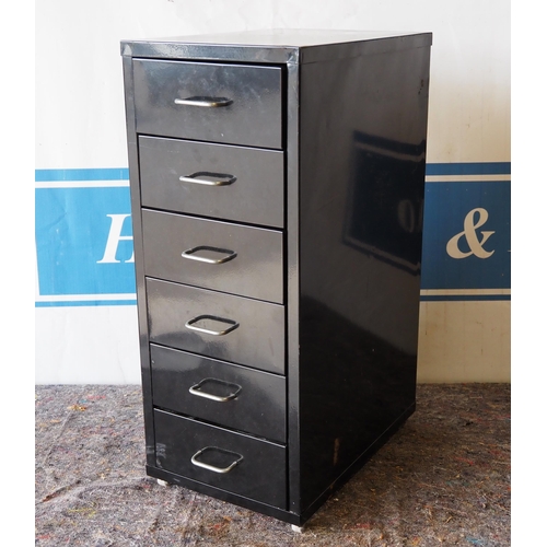 525 - 6 Drawer black steel cabinet