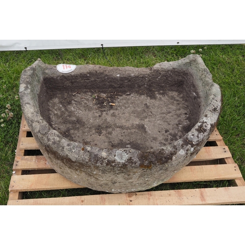 114 - 3ft Wide D shaped stone trough