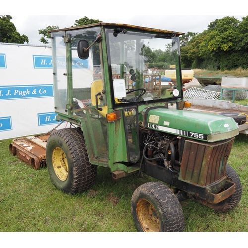 1194 - John Deere 755 Compact tractor and topper. Runs. Key in office