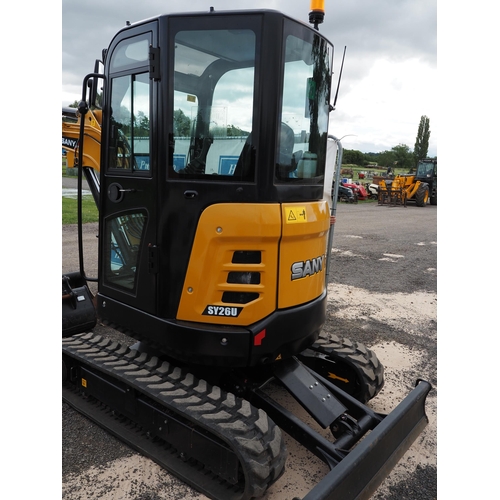 1308 - Sany 2.8 ton SY26U digger. 2022, ex demo machine with warranty. 125 hours. very little work. C/w 2 s... 