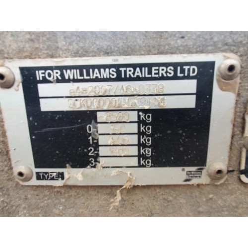 1327 - Ifor Williams plant trailer, 12ft x6ft.