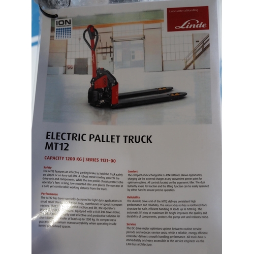 1652 - Linde MT12 electric pallet truck, 1200kg capacity. Brand new