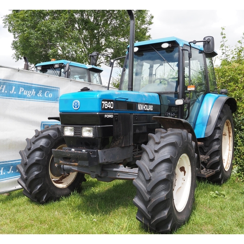 346 - New Holland 7840 Dual Power tractor. 1997. 11535 hours recorded. C/w pick up hitch and assistor rams... 