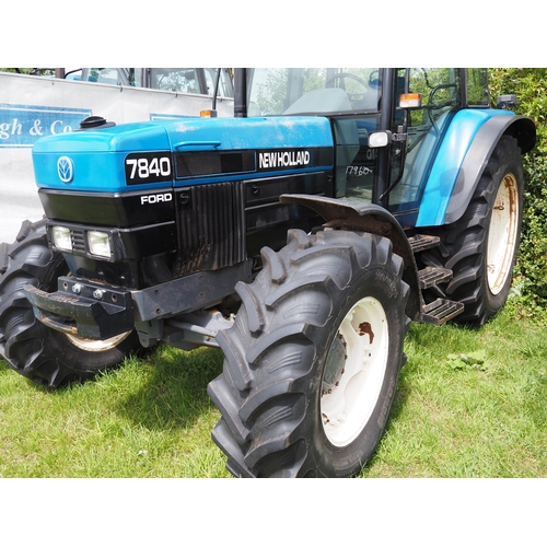 346 - New Holland 7840 Dual Power tractor. 1997. 11535 hours recorded. C/w pick up hitch and assistor rams... 