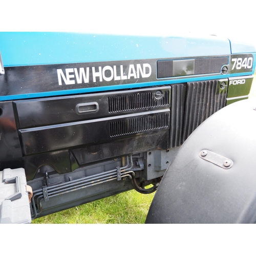 346 - New Holland 7840 Dual Power tractor. 1997. 11535 hours recorded. C/w pick up hitch and assistor rams... 