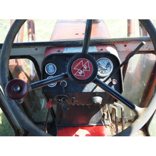 383 - Massey Ferguson 590 tractor with MF loader. Runs. 8626 hours recorded. Reg XFJ 985S. V5