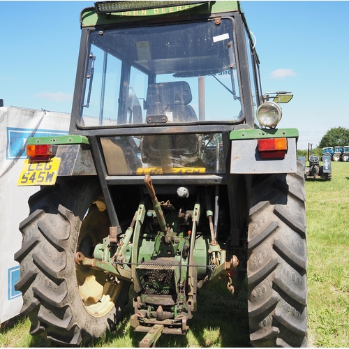 416 - John Deere 2140 power Synchron tractor. 1981. Runs. 12158 hours recorded. C/w pick up hitch, good re... 