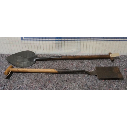 132 - Peat cutting spade by W.A.Lyndon and one other