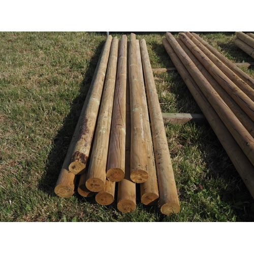 1072 - 10- 10ft Wooden fence stakes 3.5