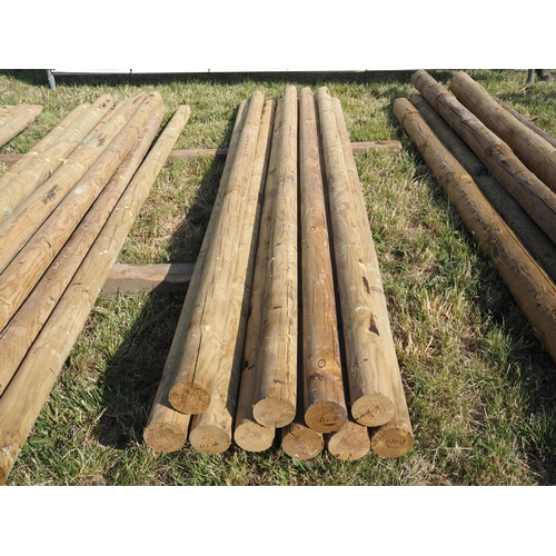 1076 - 10- 10ft Wooden fence stakes 3.5