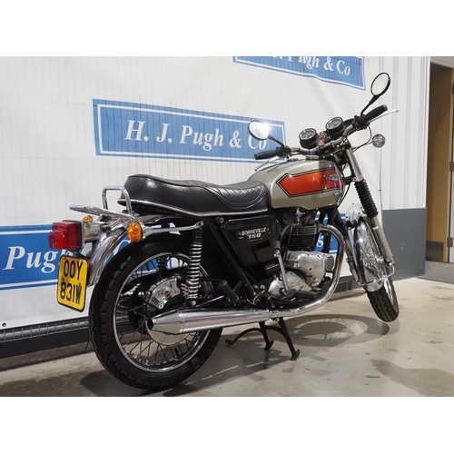 759 - Triumph Bonneville 750cc motorcycle. 1980 with electric start. Runs and rides. bike was recommission... 